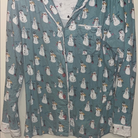 Munki Munki preowned size small Snowman Print Pajama Top only - Picture 3 of 7